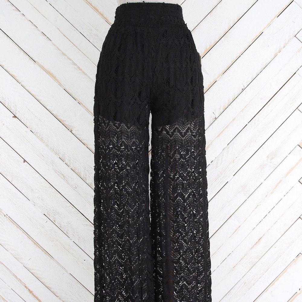ALTAR’D STATE BLACK LACE PEEK A BOO PALAZO M